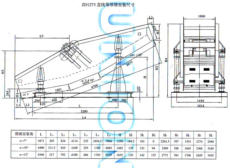 ZD型直線(xiàn)等厚篩安裝尺寸圖2